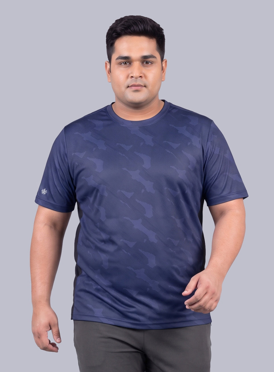 Men's Navy Urban Camo Running Plus Size T-shirt