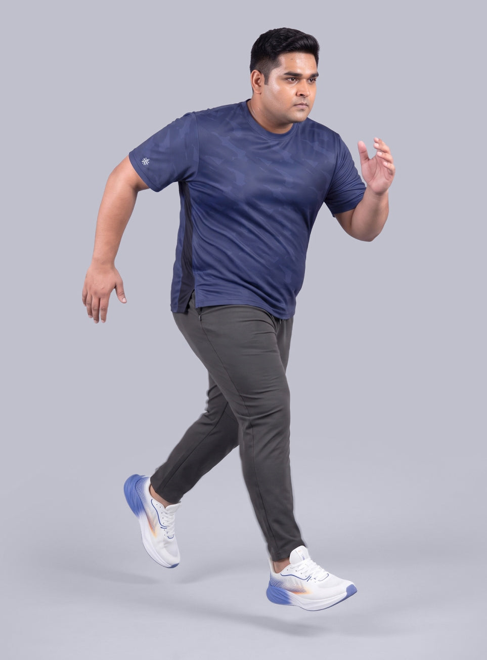 Men's Navy Urban Camo Running Plus Size T-shirt