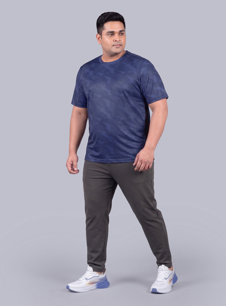 Men's Navy Urban Camo Running Plus Size T-shirt