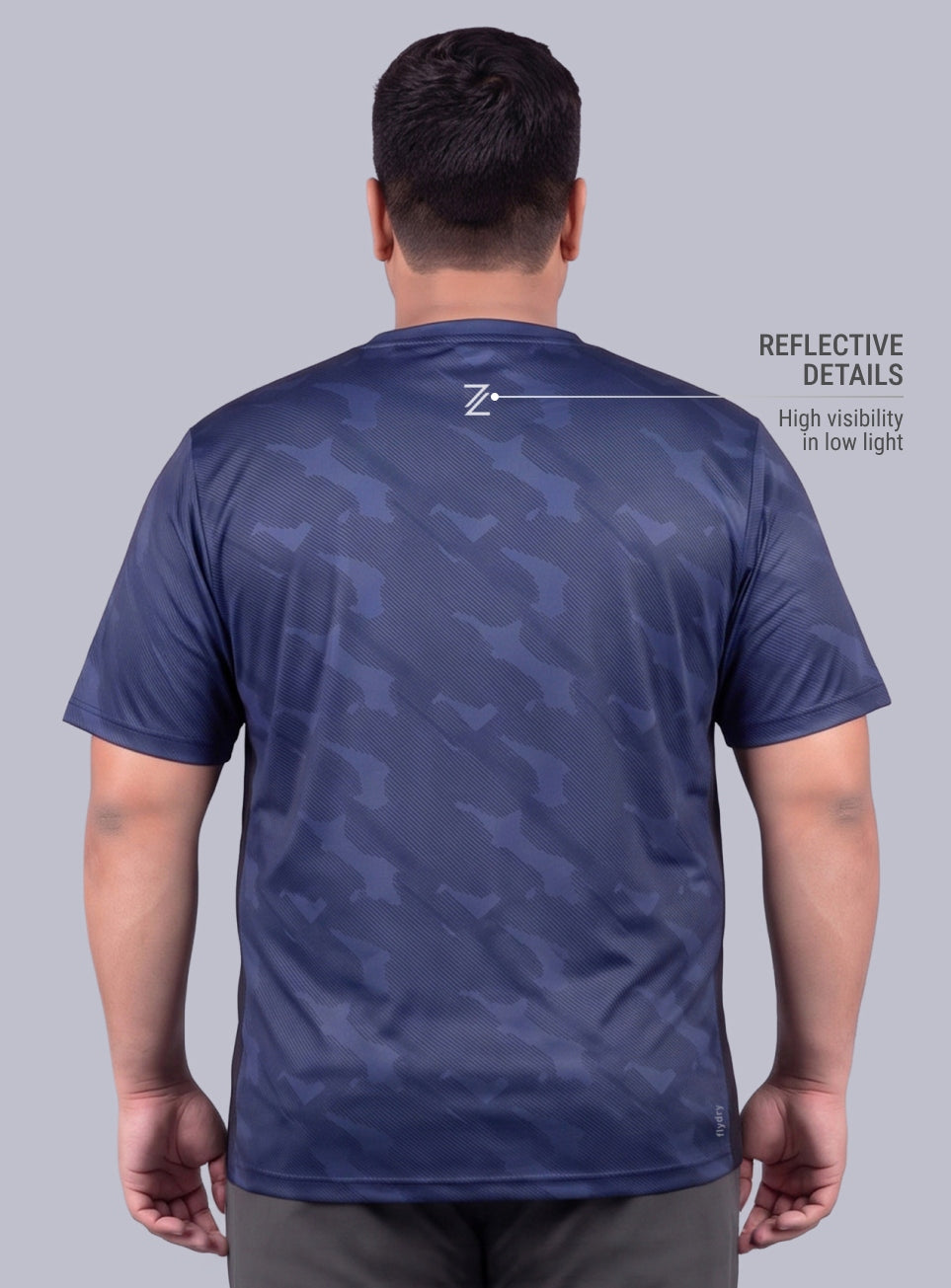 Men's Navy Urban Camo Running Plus Size T-shirt