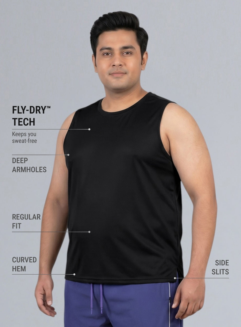 Men's Black Training Essential Plus size Tank