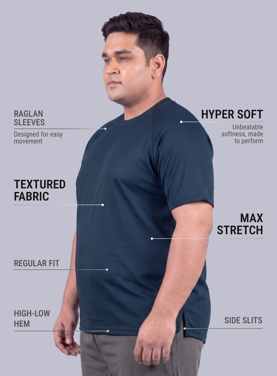 Men's Navy Ultra Runner's Technical Knit Plus Size T-shirt