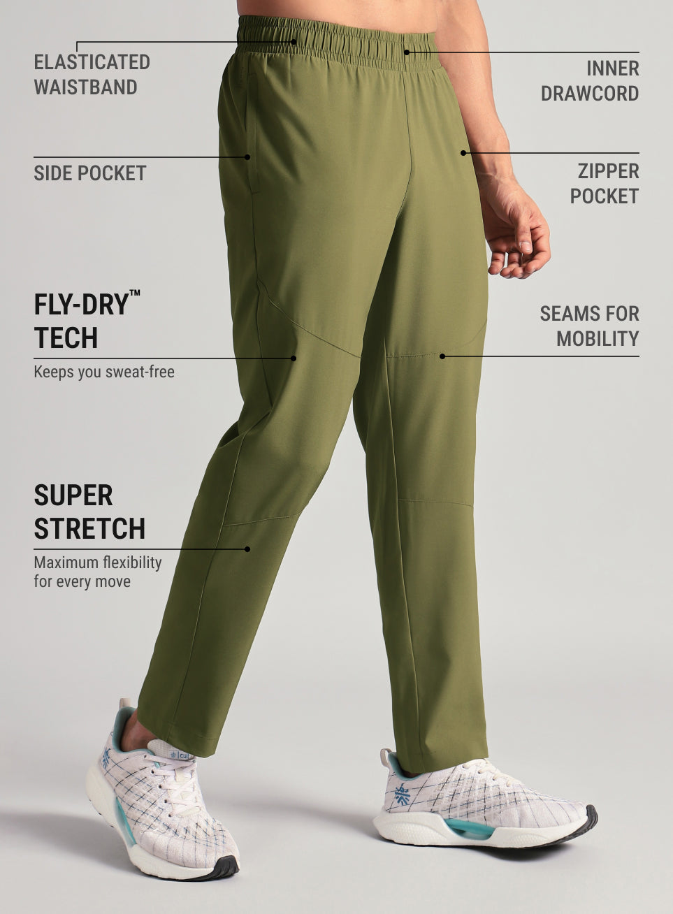 Men's Olive Core Sculpt Trackpants
