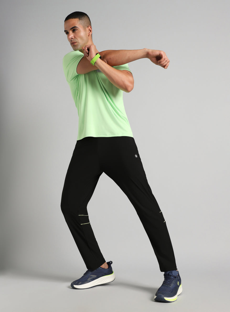 Men's Black Self Stripe Tech Training Trackpants