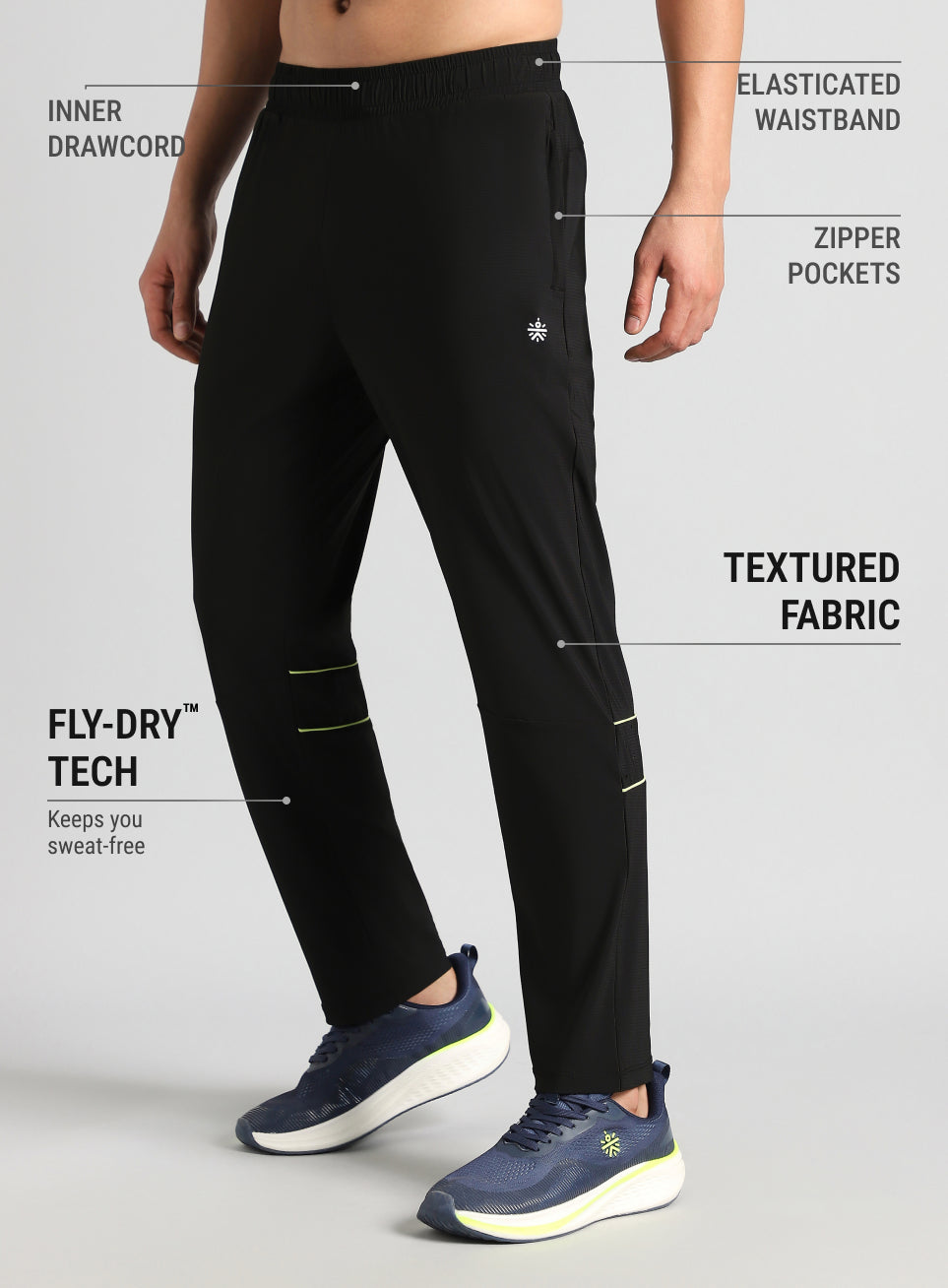 Men's Black Self Stripe Tech Training Trackpants