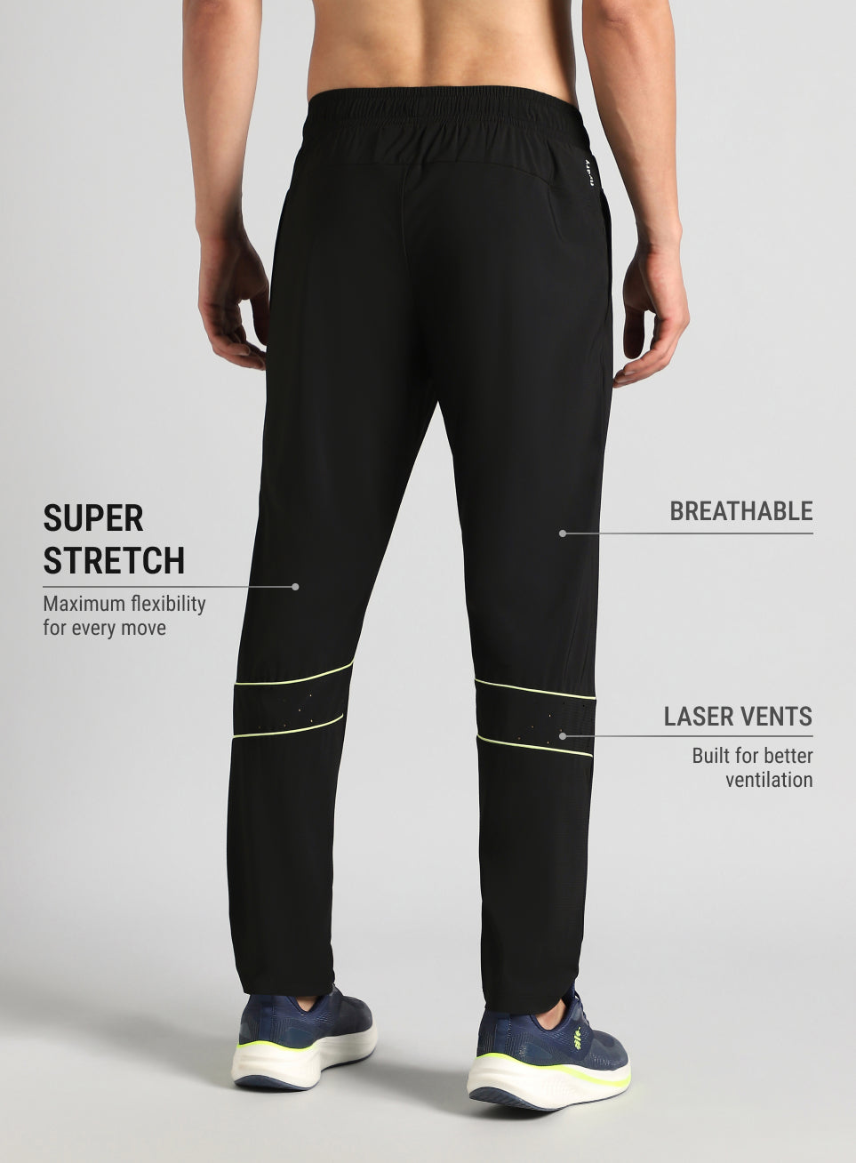 Men's Black Self Stripe Tech Training Trackpants