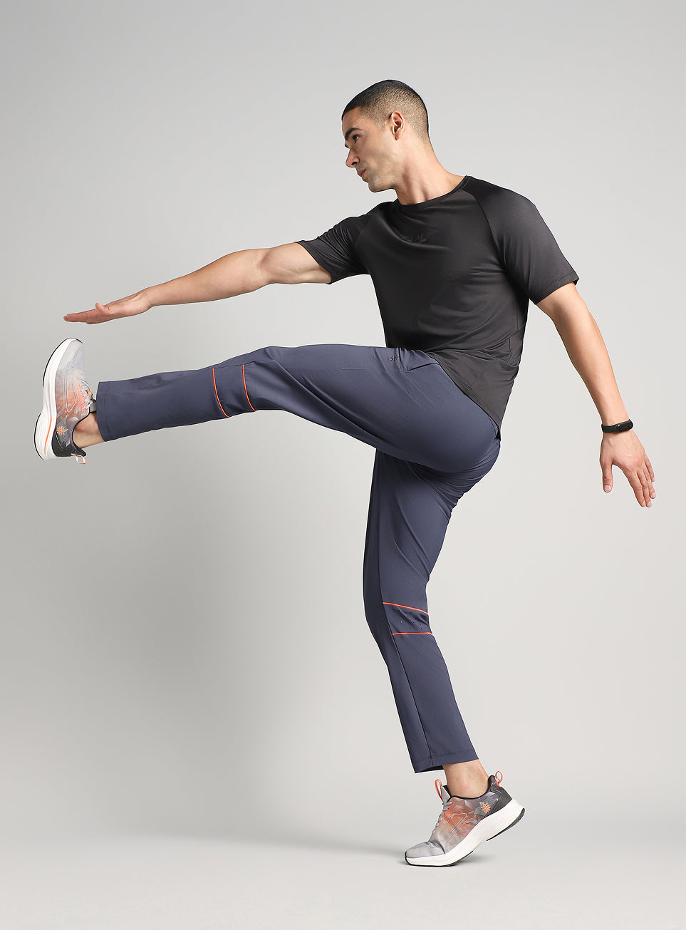 Men's Dark Grey Self Stripe Tech Training Trackpants