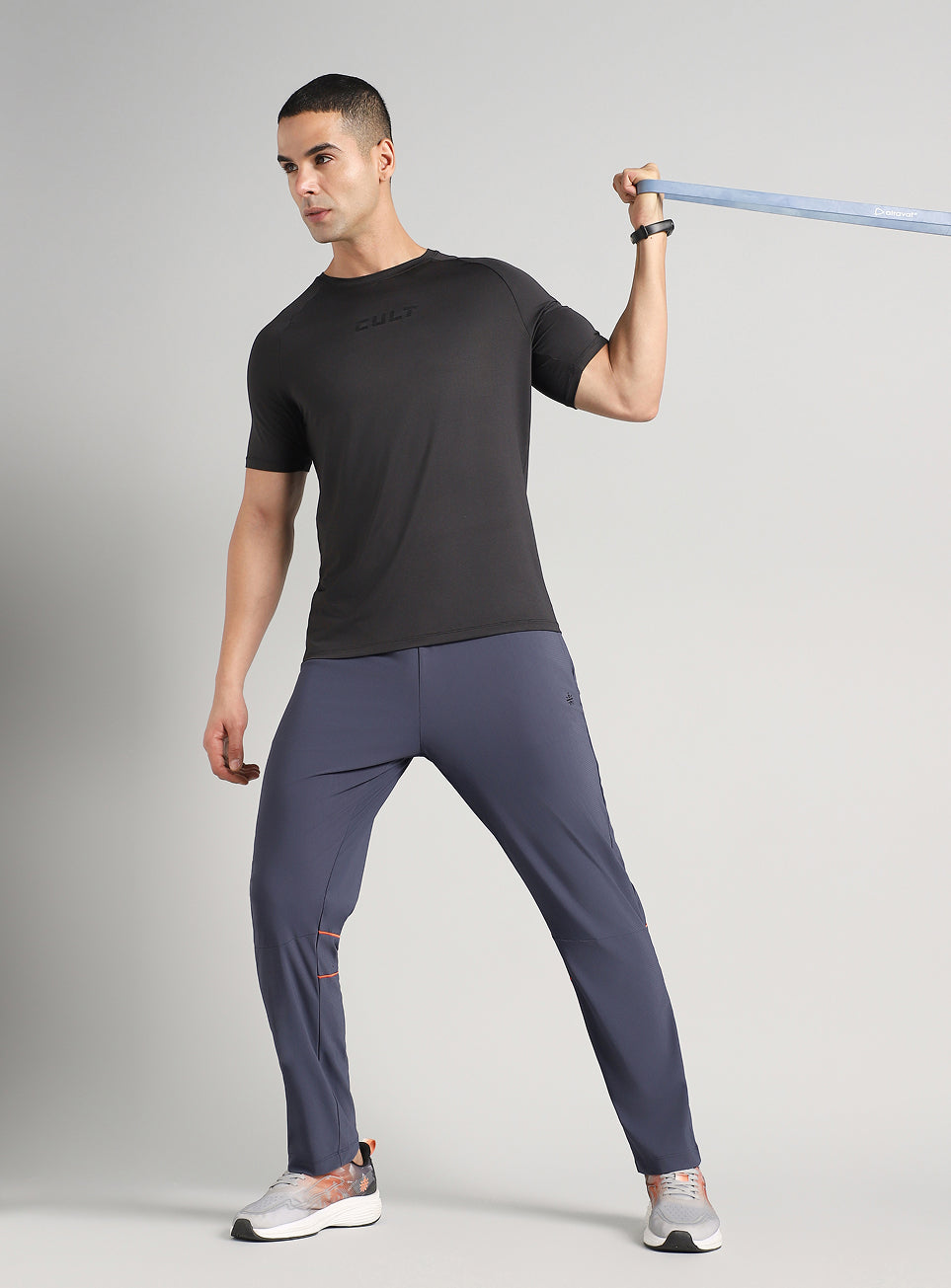 Men's Dark Grey Self Stripe Tech Training Trackpants