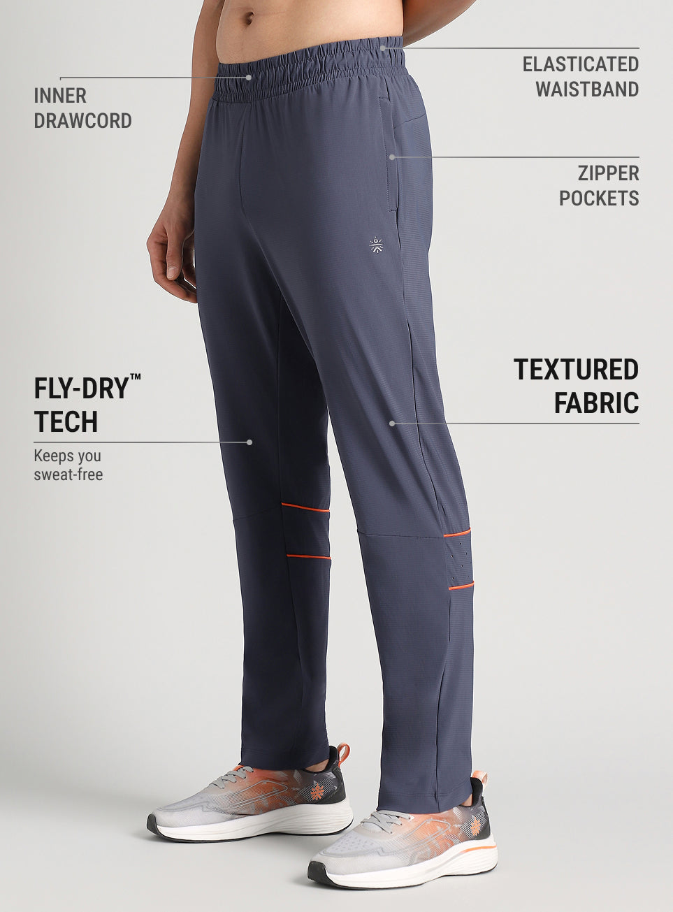 Men's Dark Grey Self Stripe Tech Training Trackpants