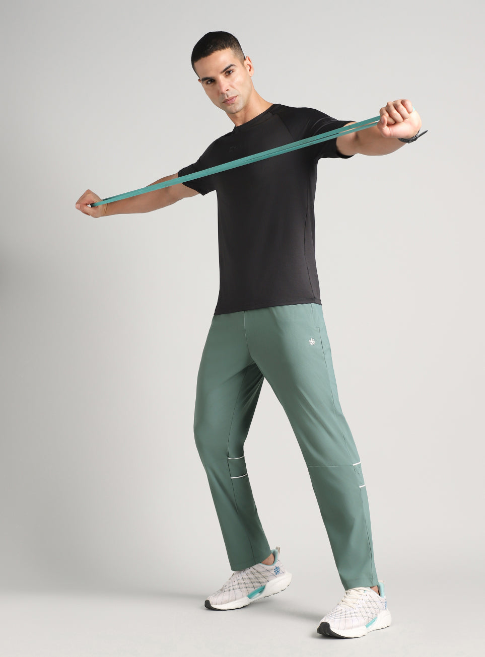 Men's Blue Self Stripe Tech Training Trackpants
