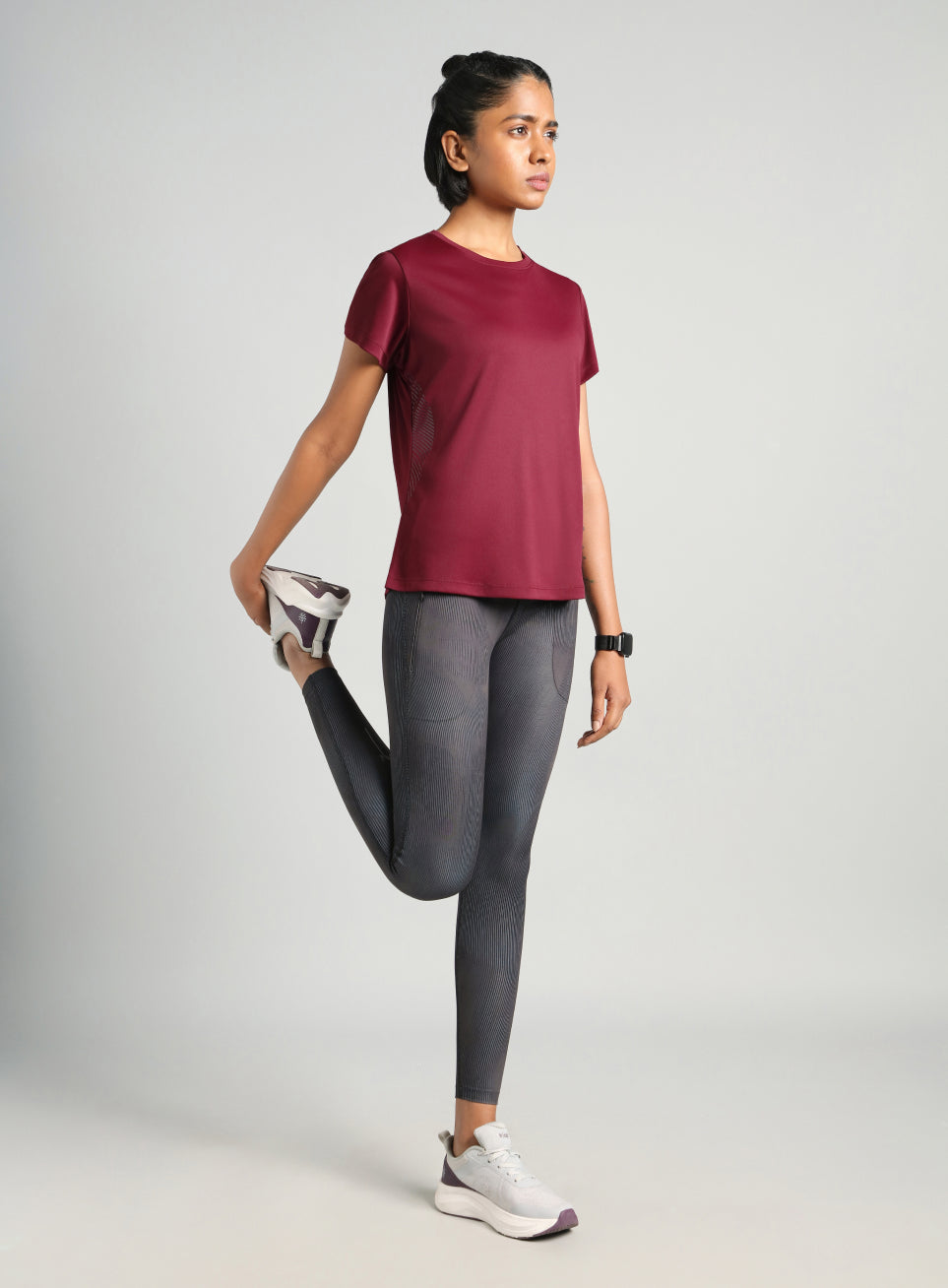 Women's Maroon Contour Print T-shirt