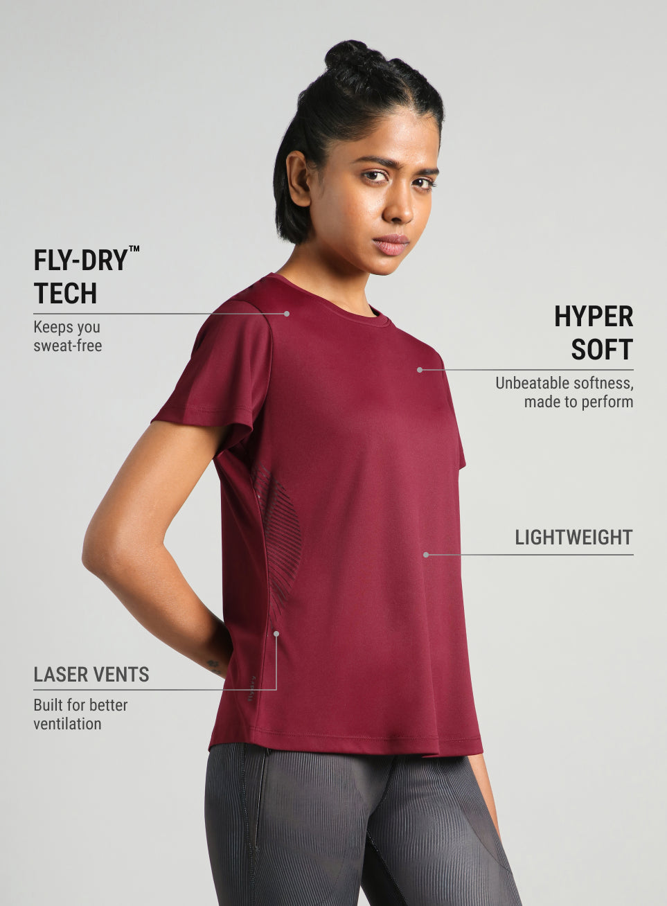 Women's Maroon Contour Print T-shirt