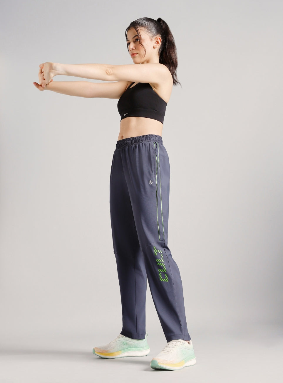 Women's Grey Power Pop Training Trackpants