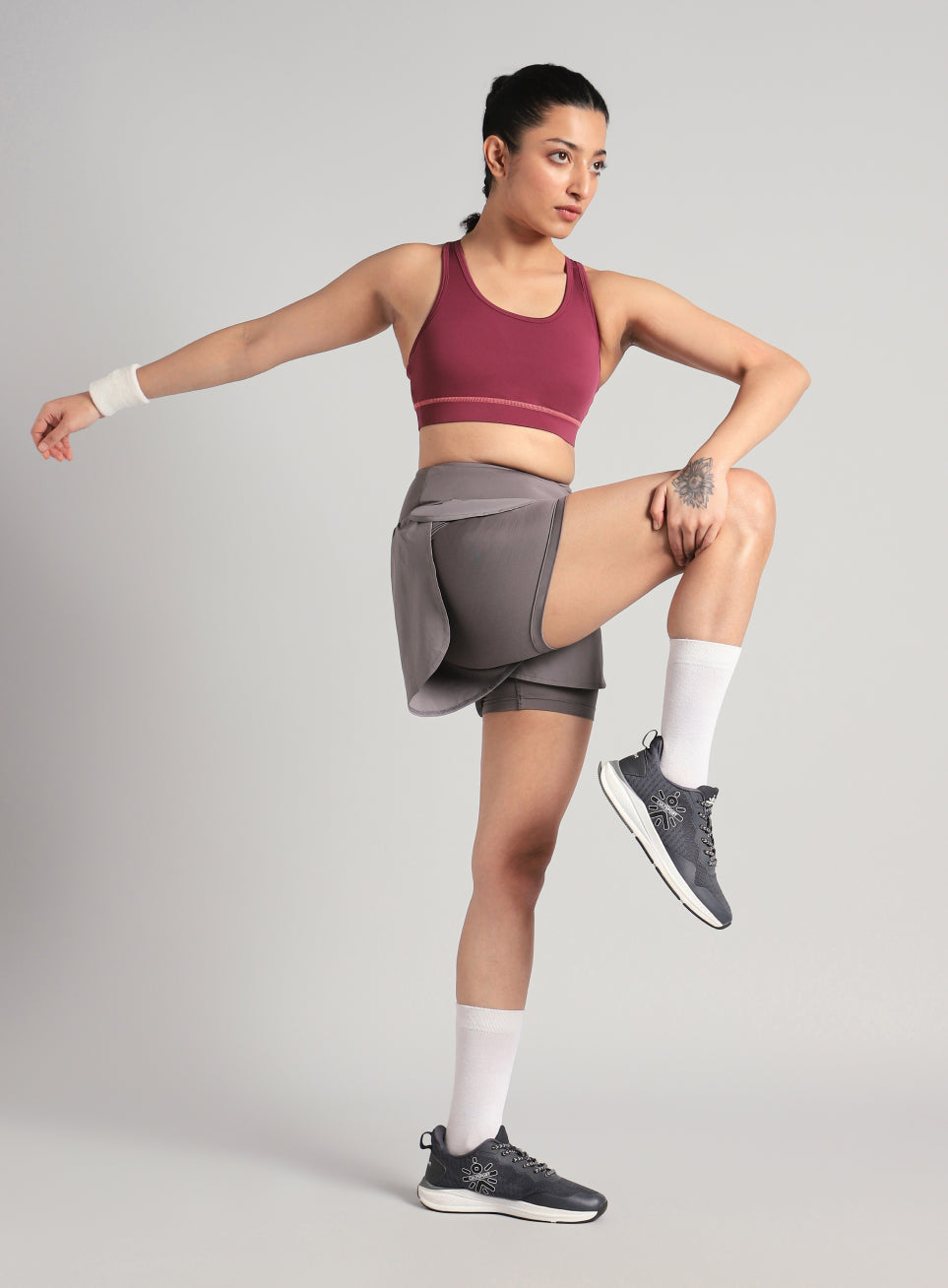 Women's Maroon Train-in Medium Support Sports Bra