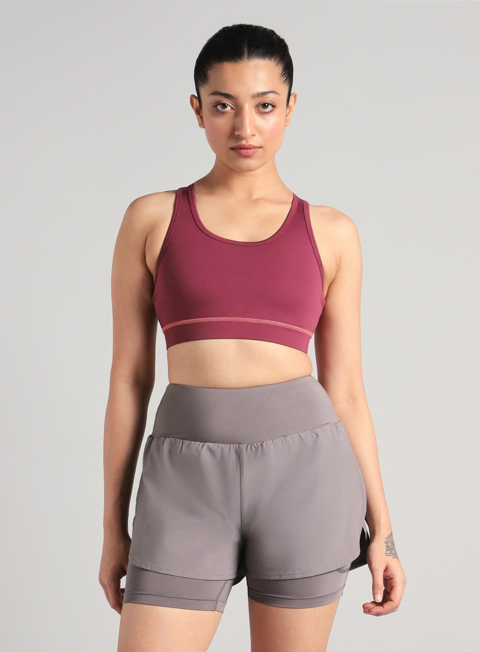 Women's Maroon Train-in Medium Support Sports Bra