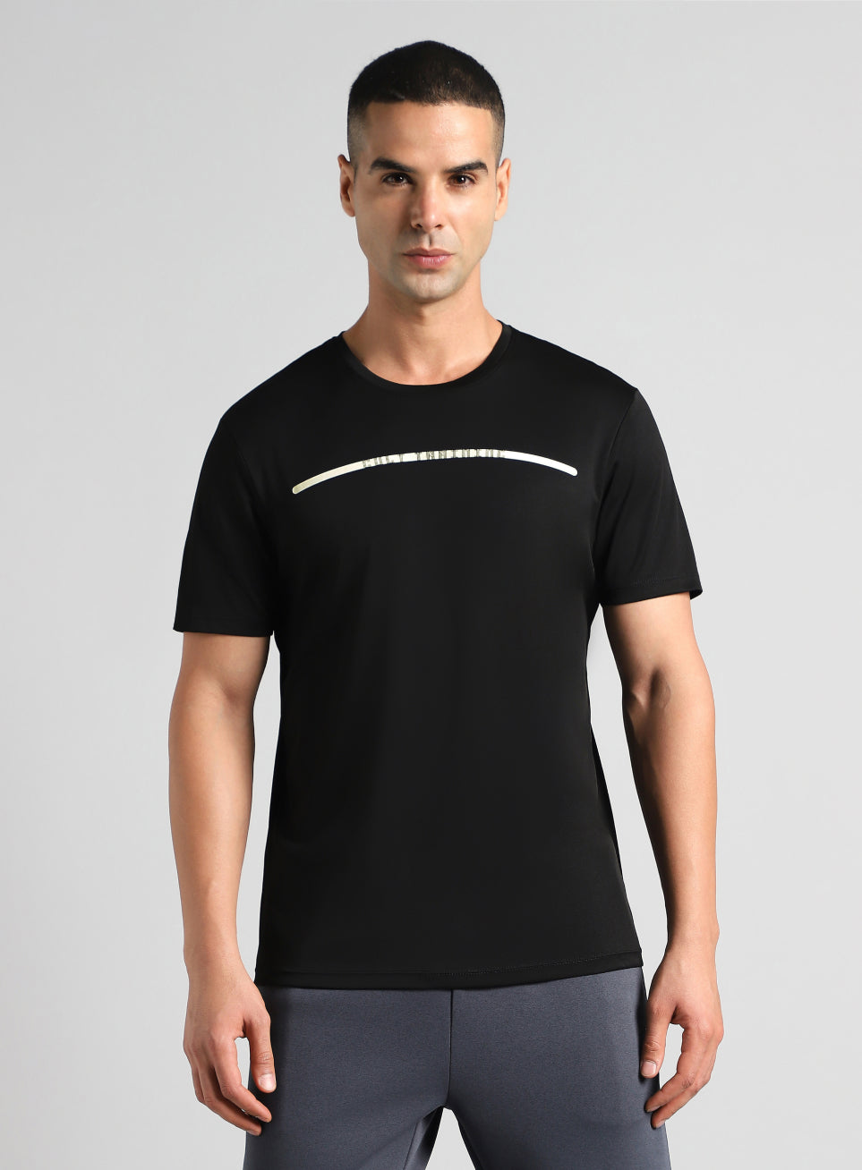 Men's Black Sculpted Print Training T-shirt