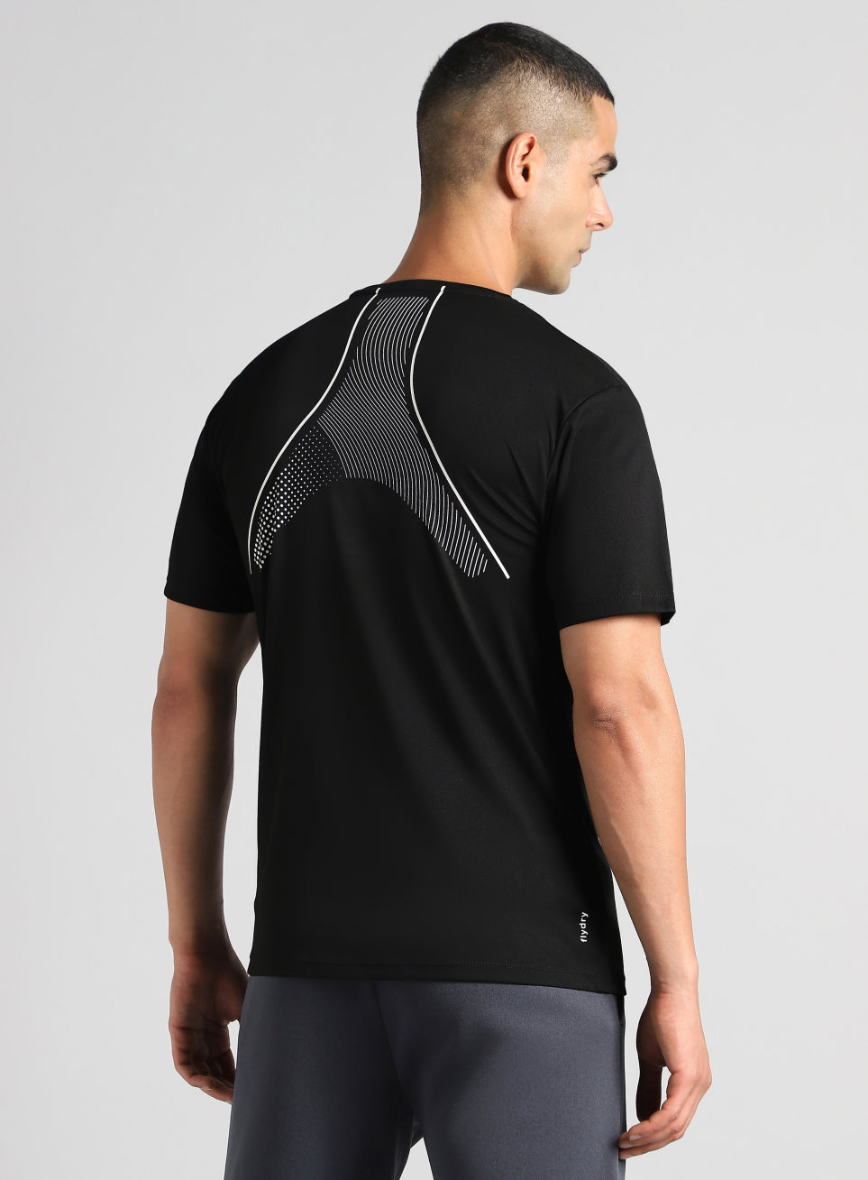 Men's Black Sculpted Print Training T-shirt
