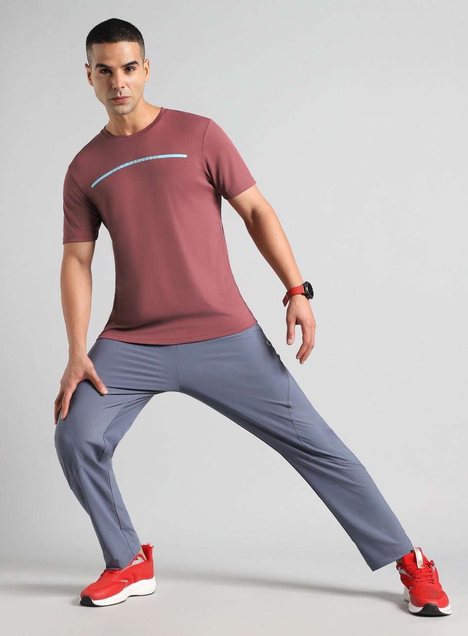 Men's Red Sculpted Print Training T-shirt