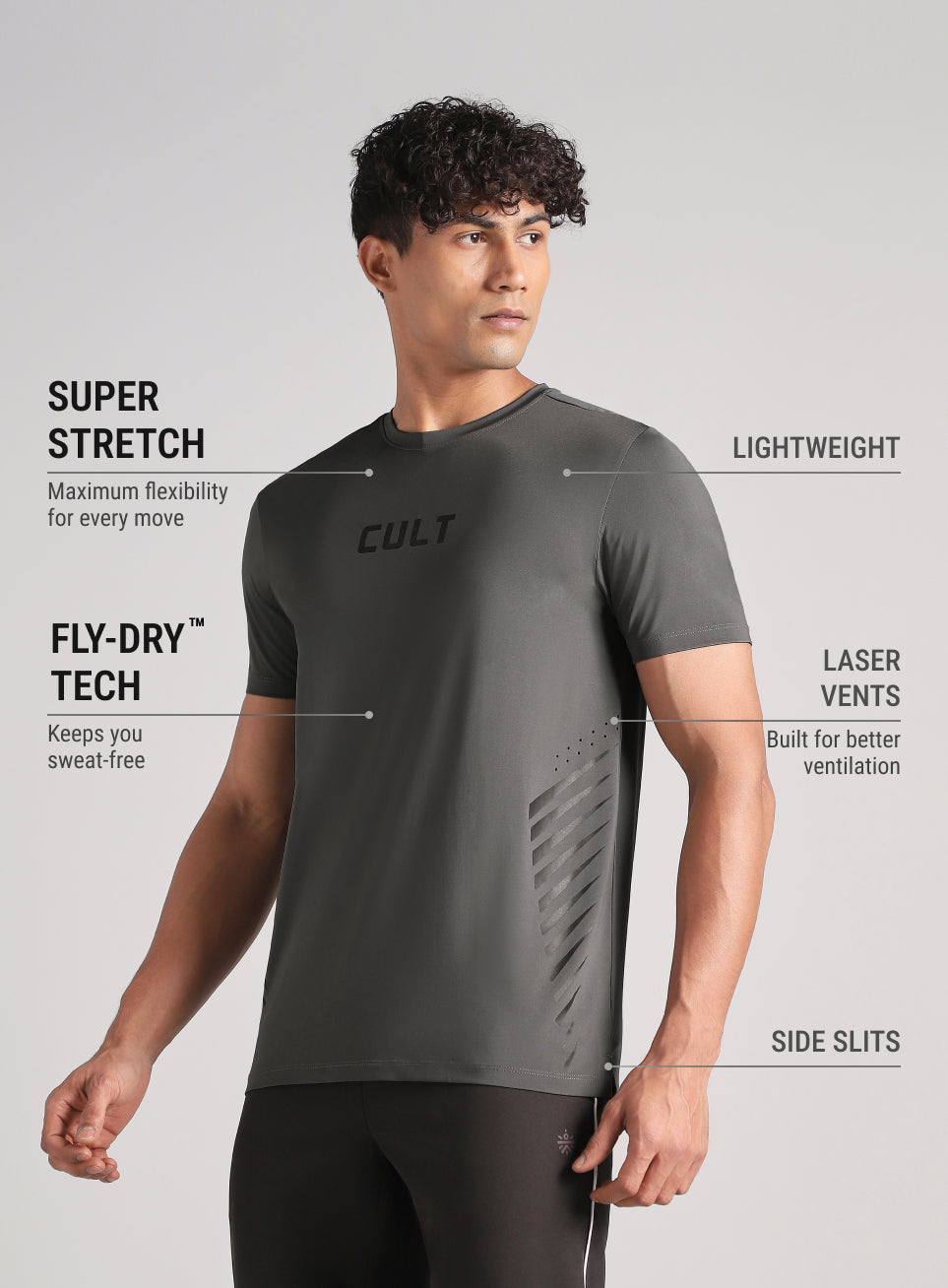 Men's Dark Grey Contour Vent Training T-Shirt