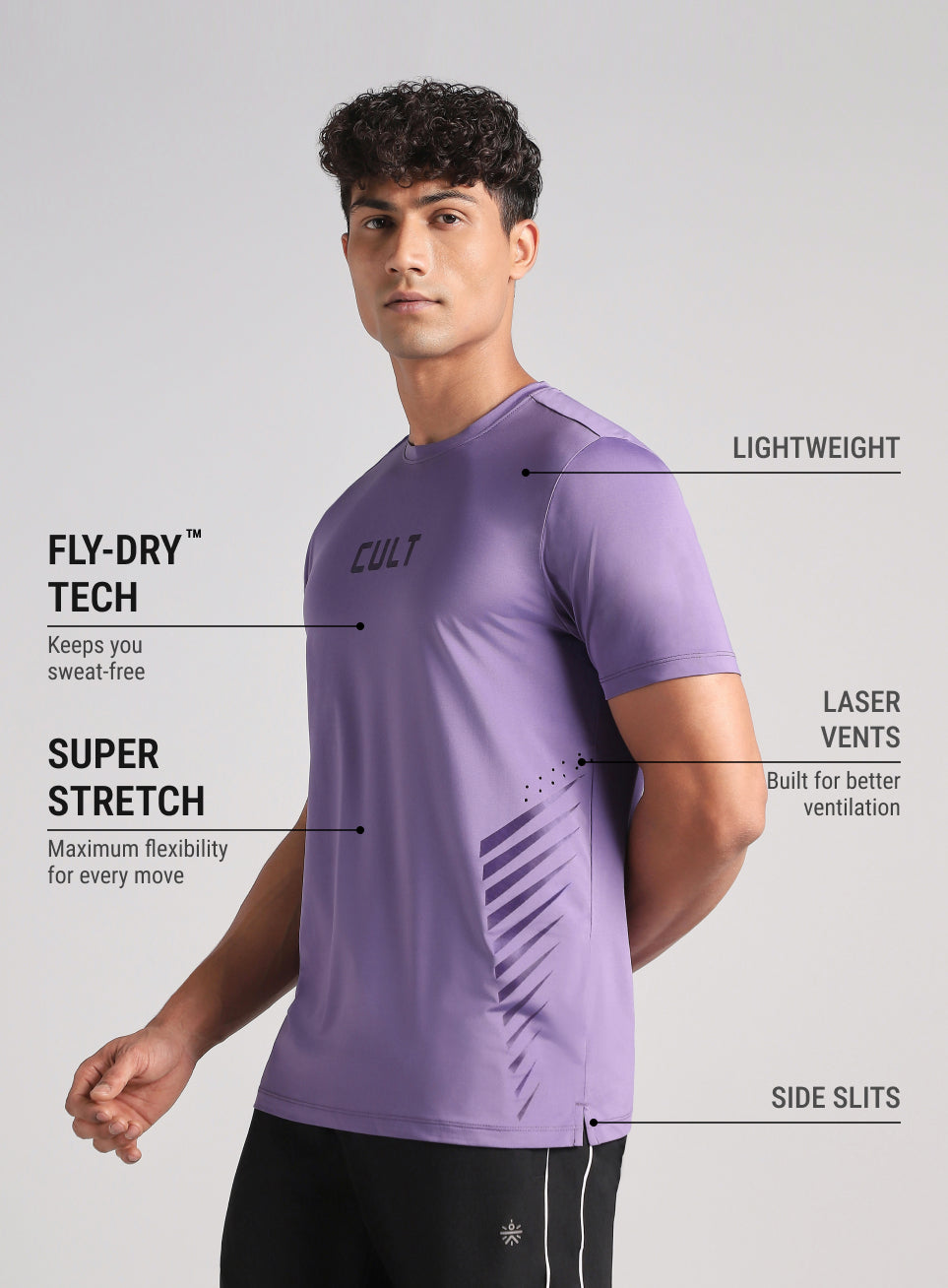 Men's Purple Contour Vent Training T-Shirt