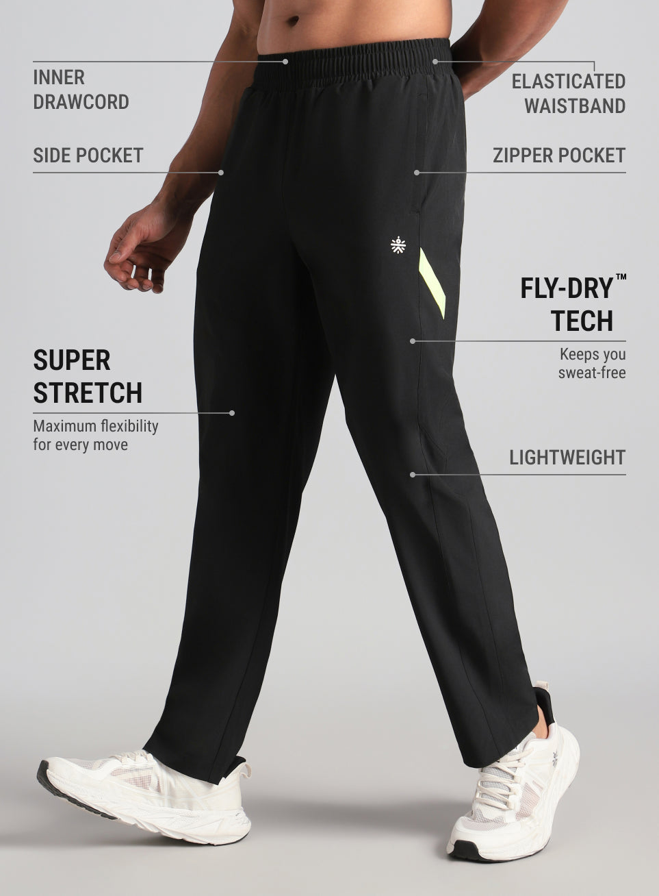Men's Back Straight Fit Power Pop Trackpants