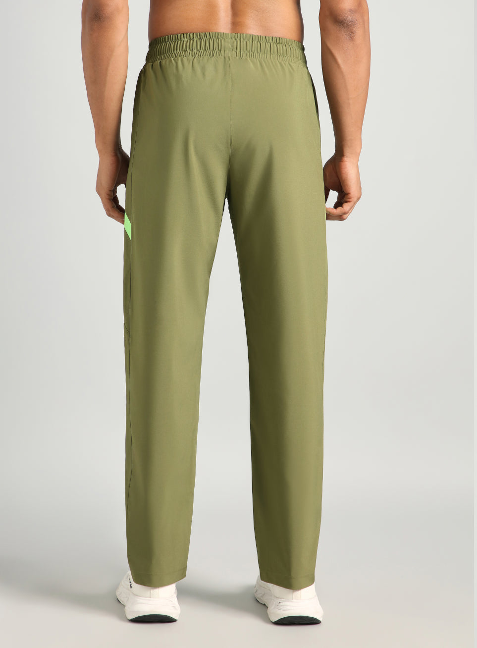Men's Olive Straight Fit Power Pop Trackpants