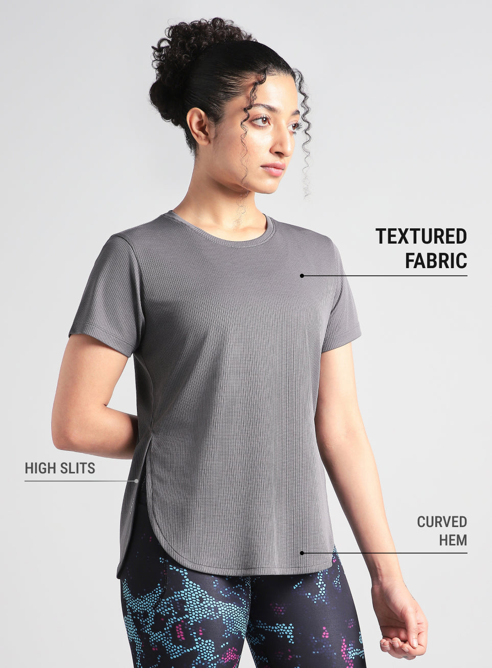 Women's Dark Gey Core Training Longline T-shirt