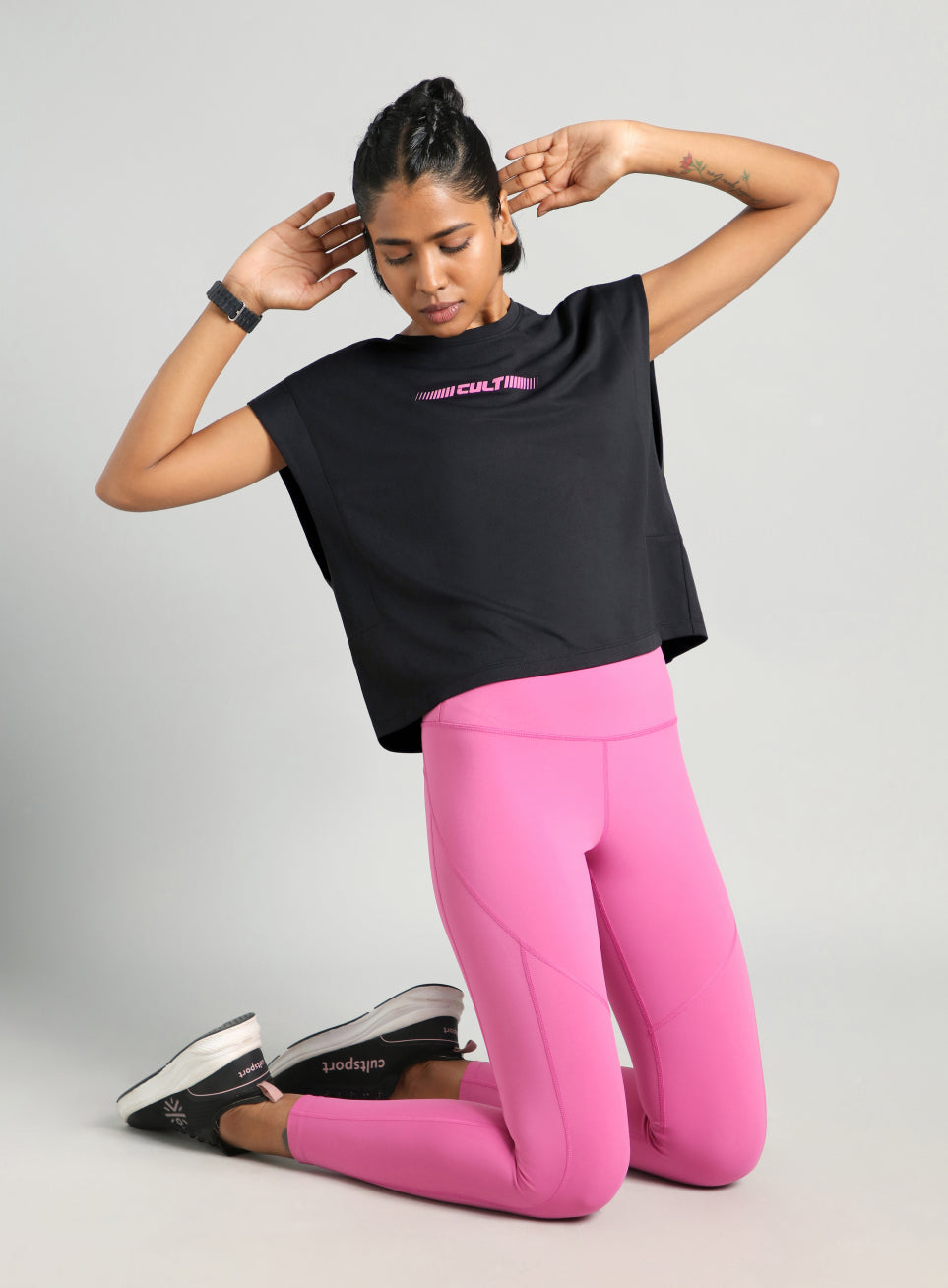 Women's Black Muscle Ease Boxy Fit T-shirt