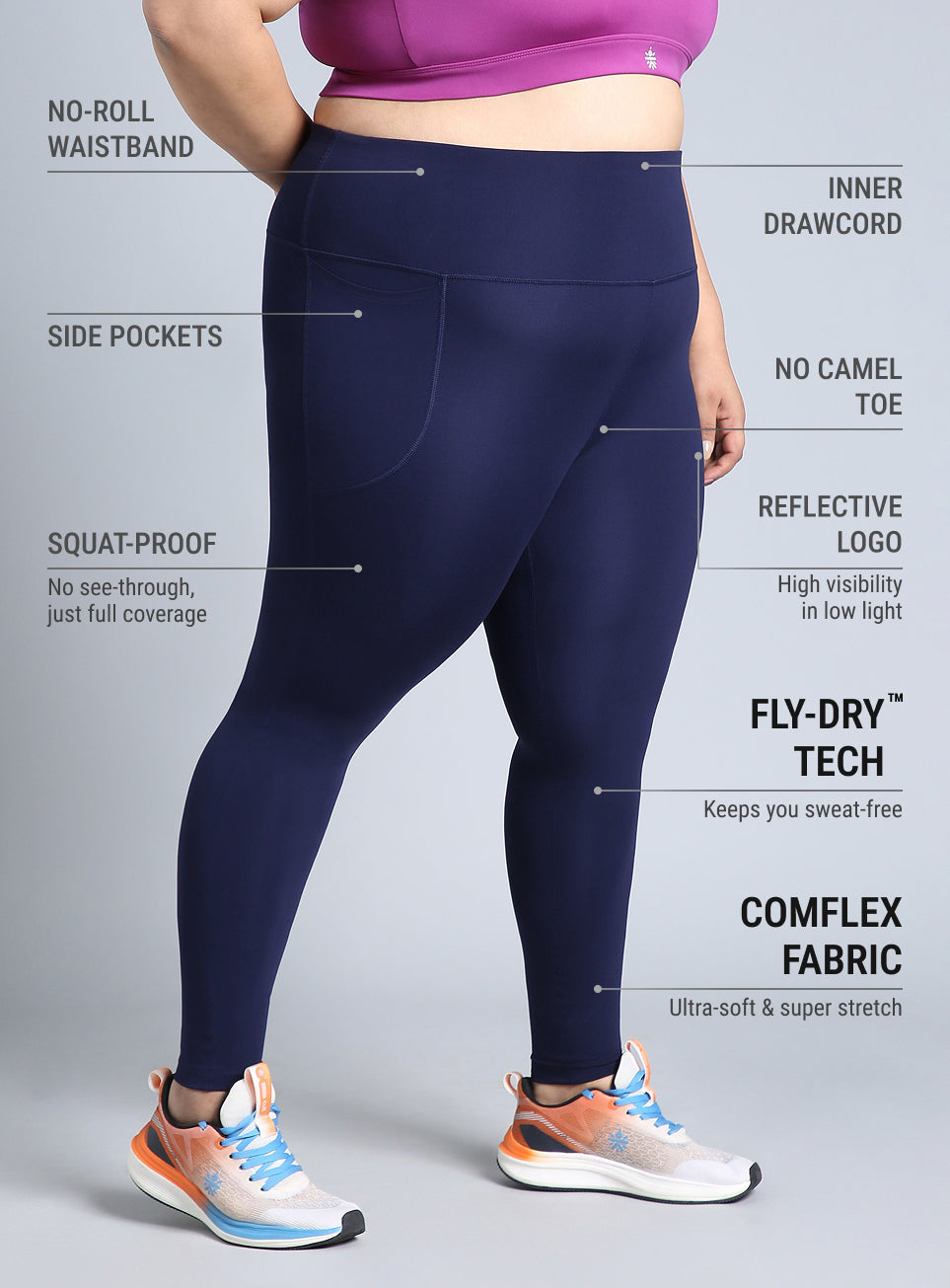 Women's Blue Training Plus Size COMFlex Tights