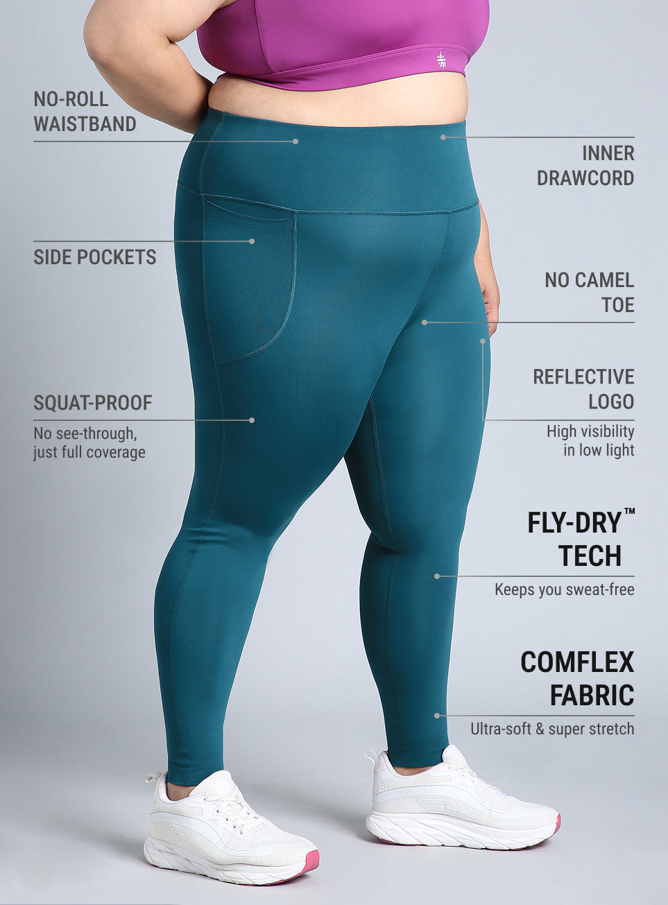 Women's Green Training Plus Size Tights