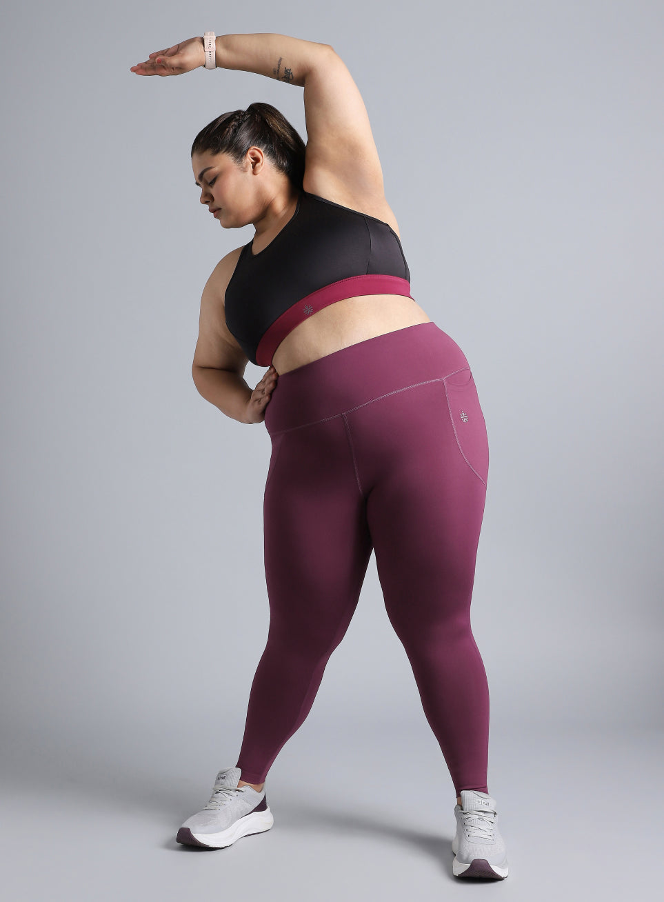 Women's Maroon Training Essential Plus Size Tights