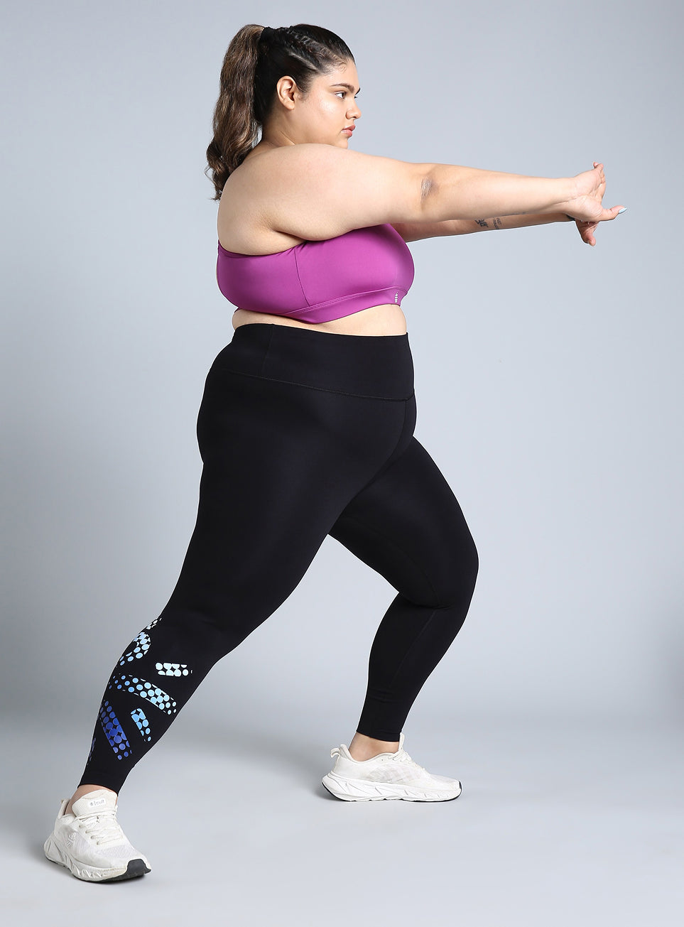 Women's Black Plus Size Graphic Branded COMFlex Training Tights
