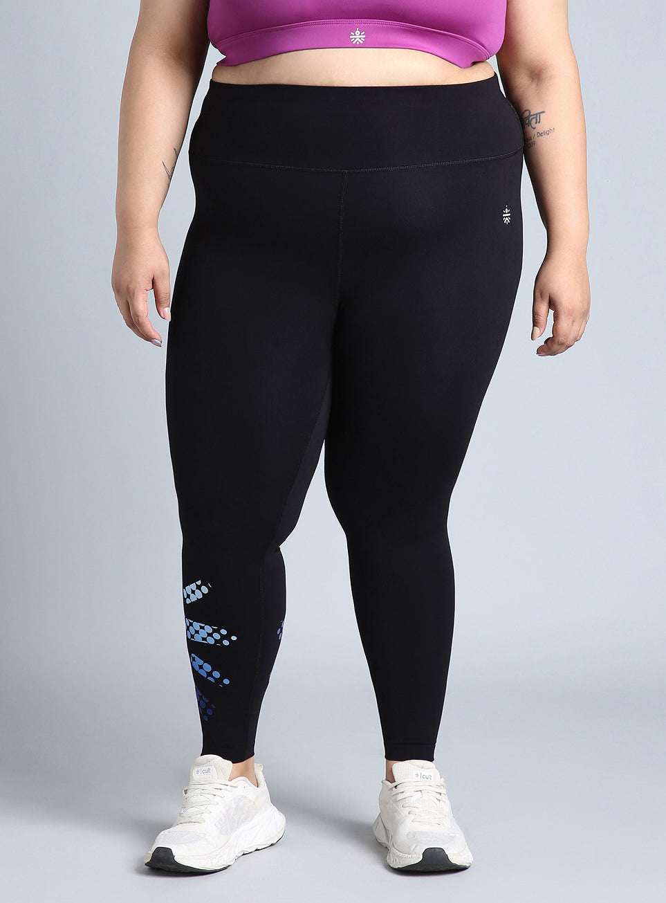 Women's Black Plus Size Graphic Branded COMFlex Training Tights