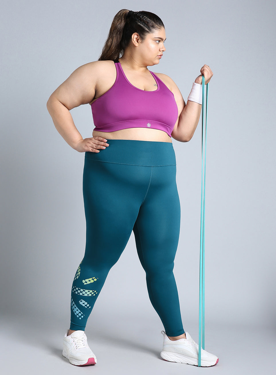 Women's Green Plus Size Graphic Branded COMFlex Training Tights