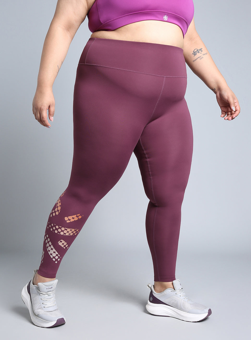 Women's Maroon Plus Size Graphic Branded COMFlex Training Tights