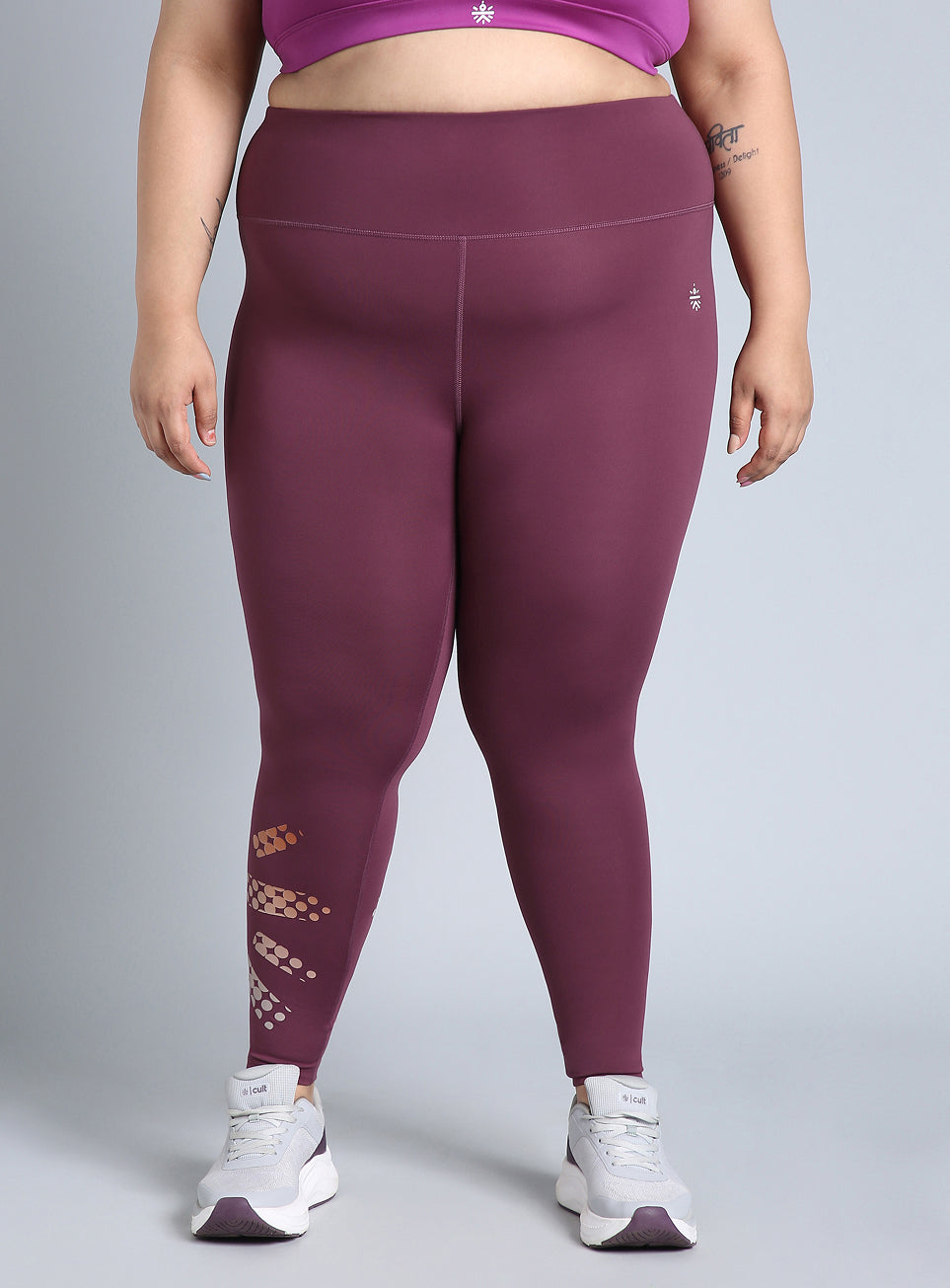 Women's Maroon Plus Size Graphic Branded COMFlex Training Tights