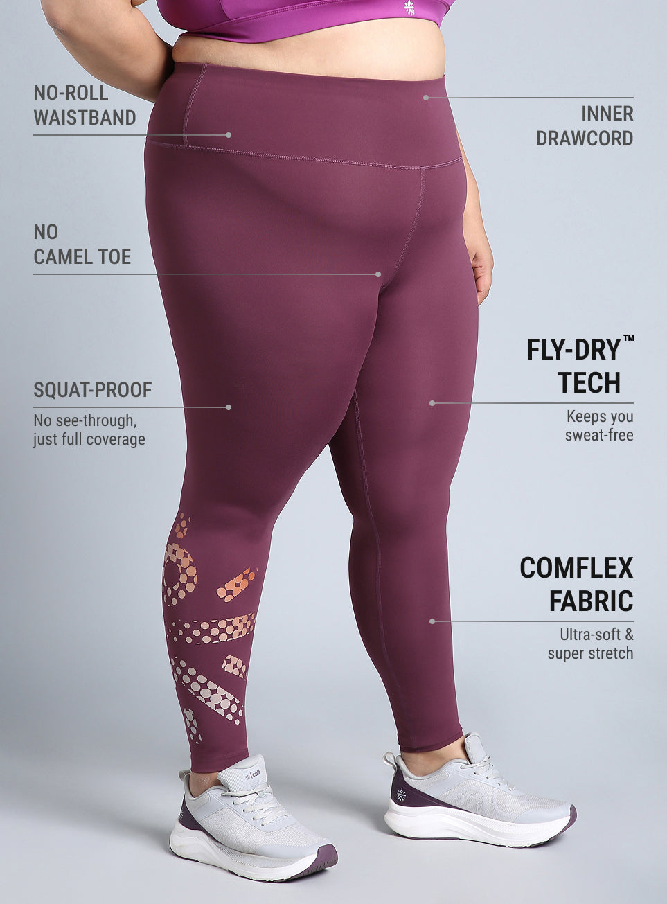 Women's Maroon Plus Size Graphic Branded COMFlex Training Tights
