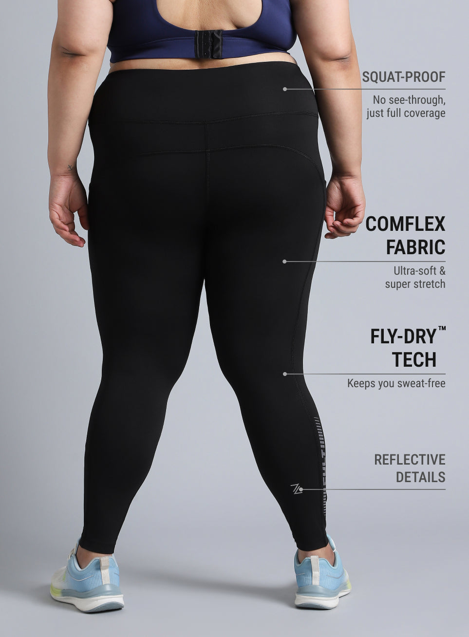 Women's Black the Run Project Comflex Plus Size Tights