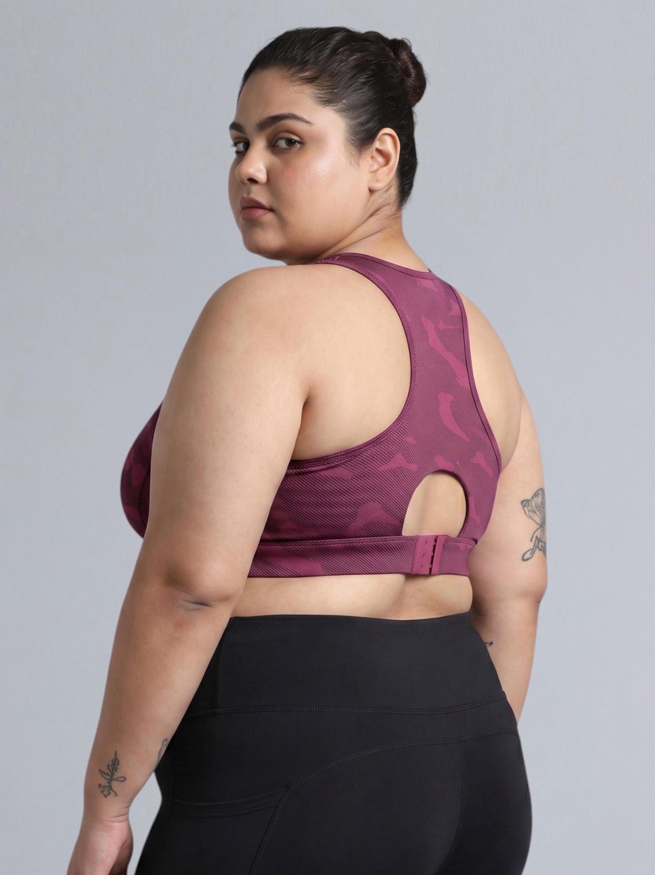 Women's Pink Urban Camo Running High Support Plus Size Bra