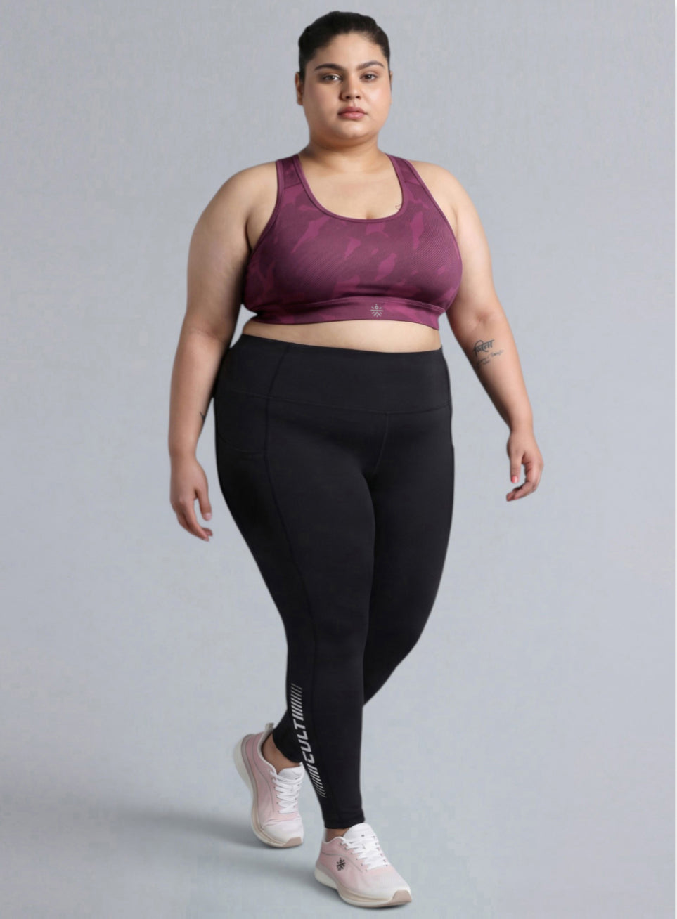 Women's Pink Urban Camo Running High Support Plus Size Bra