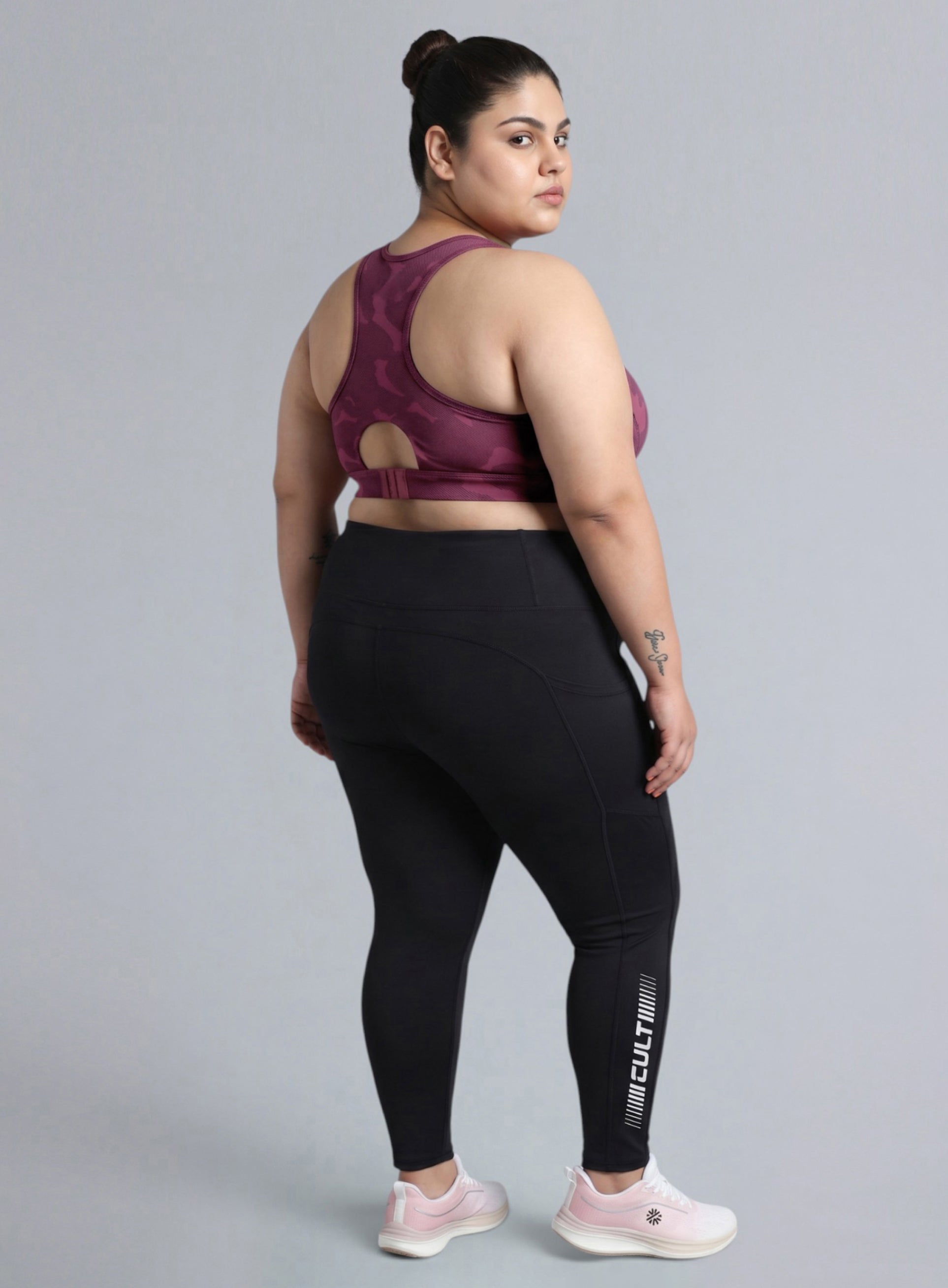 Women's Pink Urban Camo Running High Support Plus Size Bra