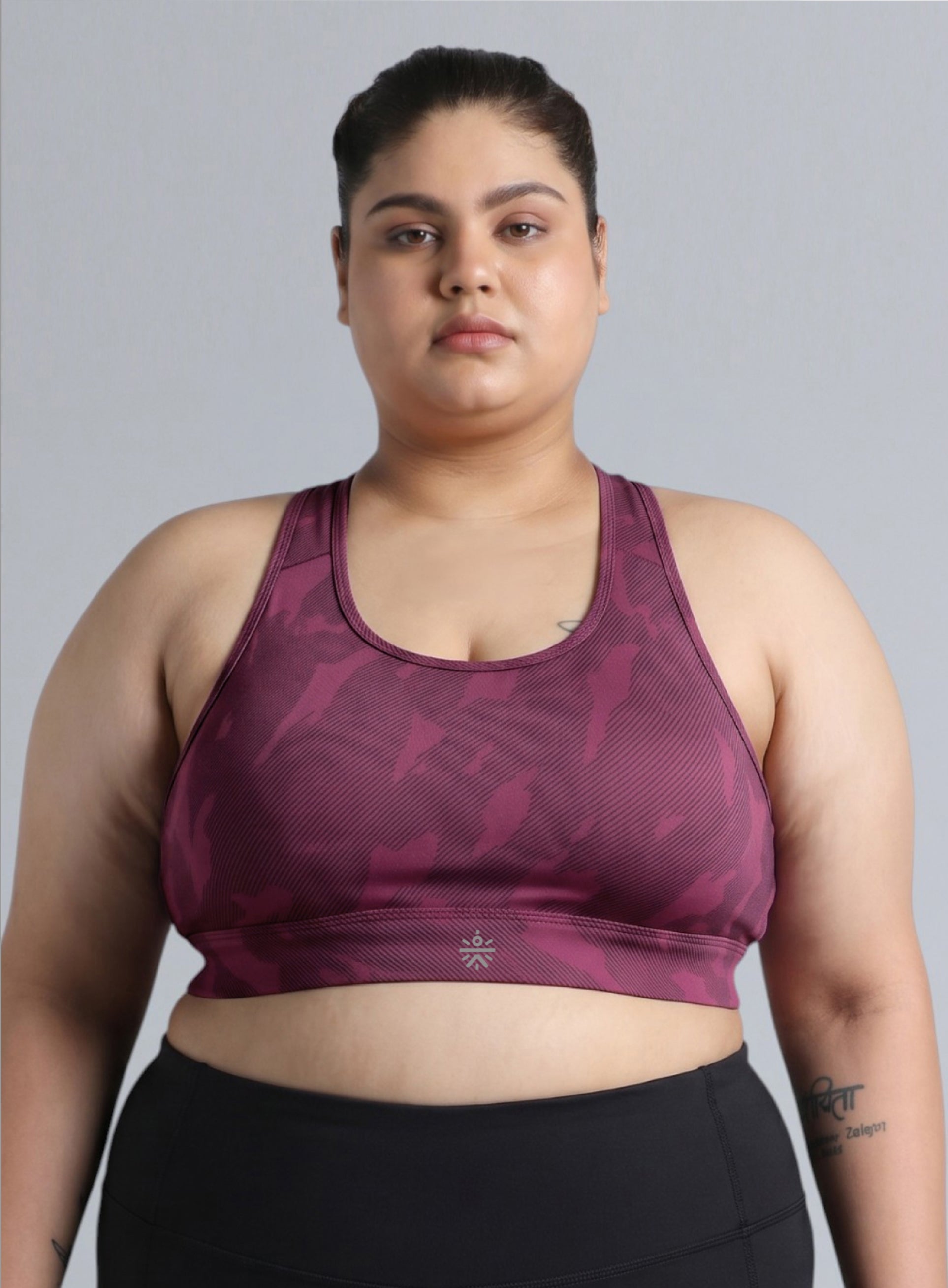 Women's Pink Urban Camo Running High Support Plus Size Bra