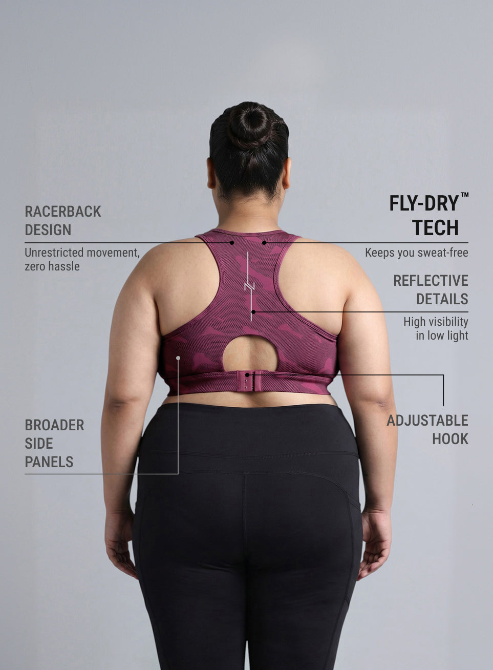 Women's Pink Urban Camo Running High Support Plus Size Bra