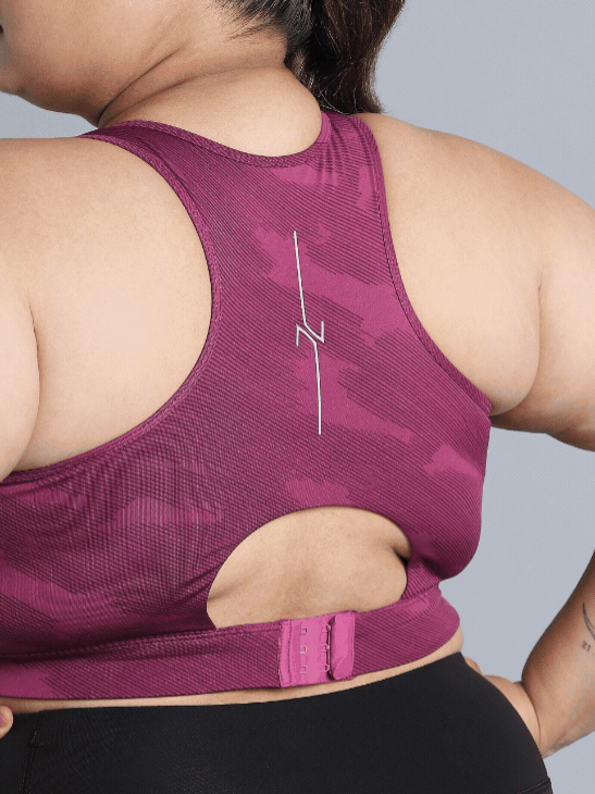 Women's Pink Urban Camo Running High Support Plus Size Bra