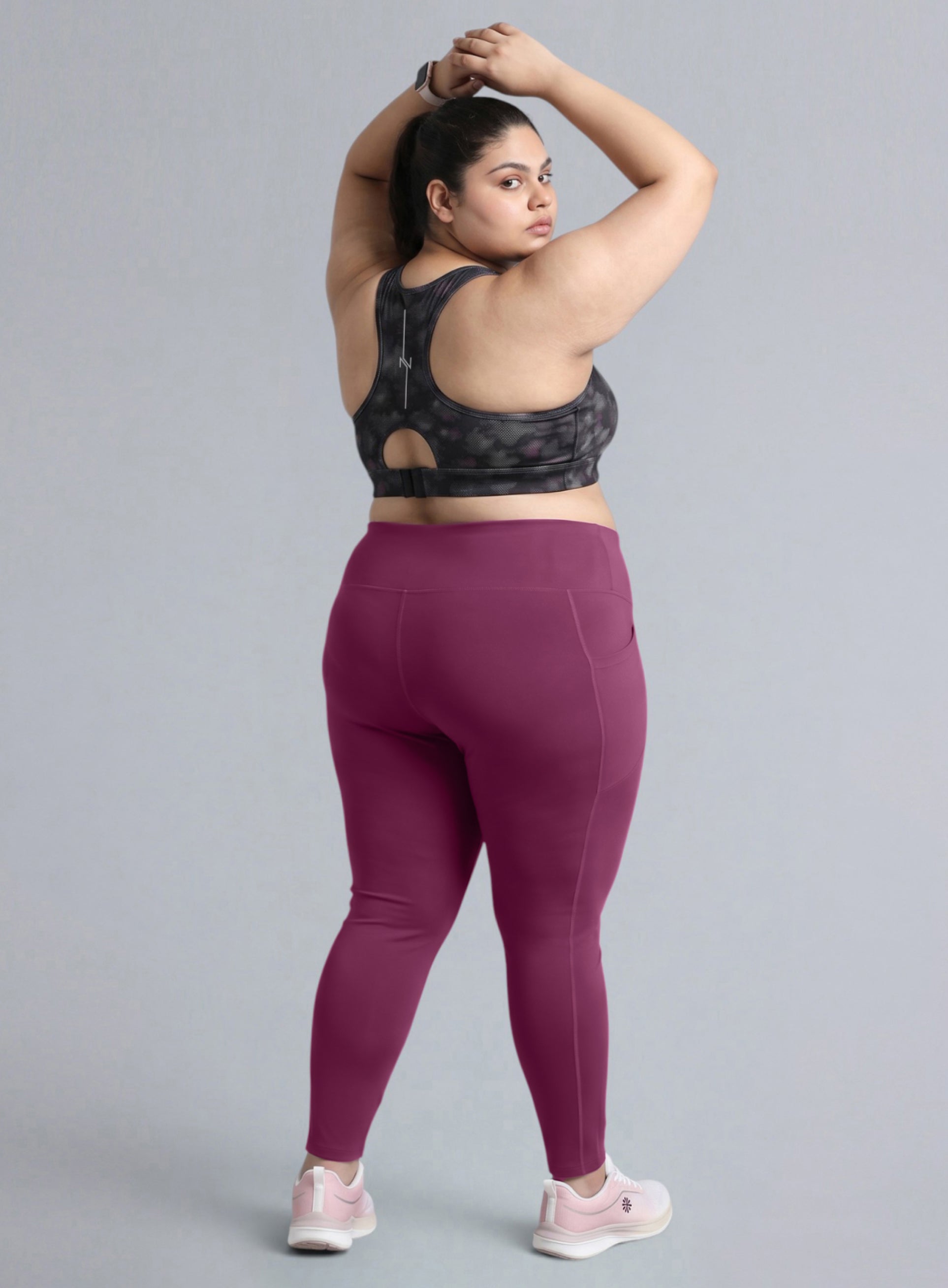 Women's Black Urban Camo Running High Support Plus Size Bra