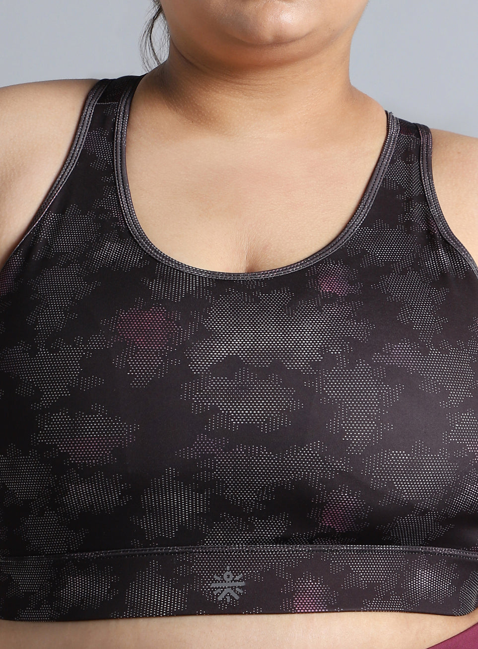 Women's Black Urban Camo Running High Support Plus Size Bra