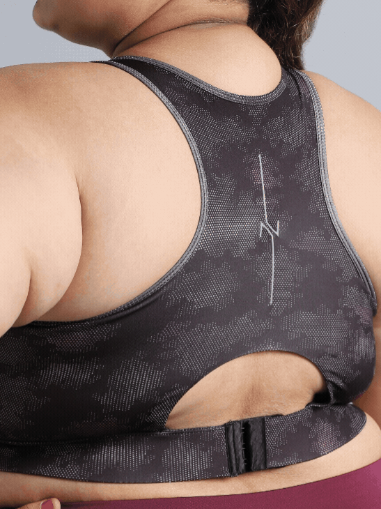 Women's Black Urban Camo Running High Support Plus Size Bra