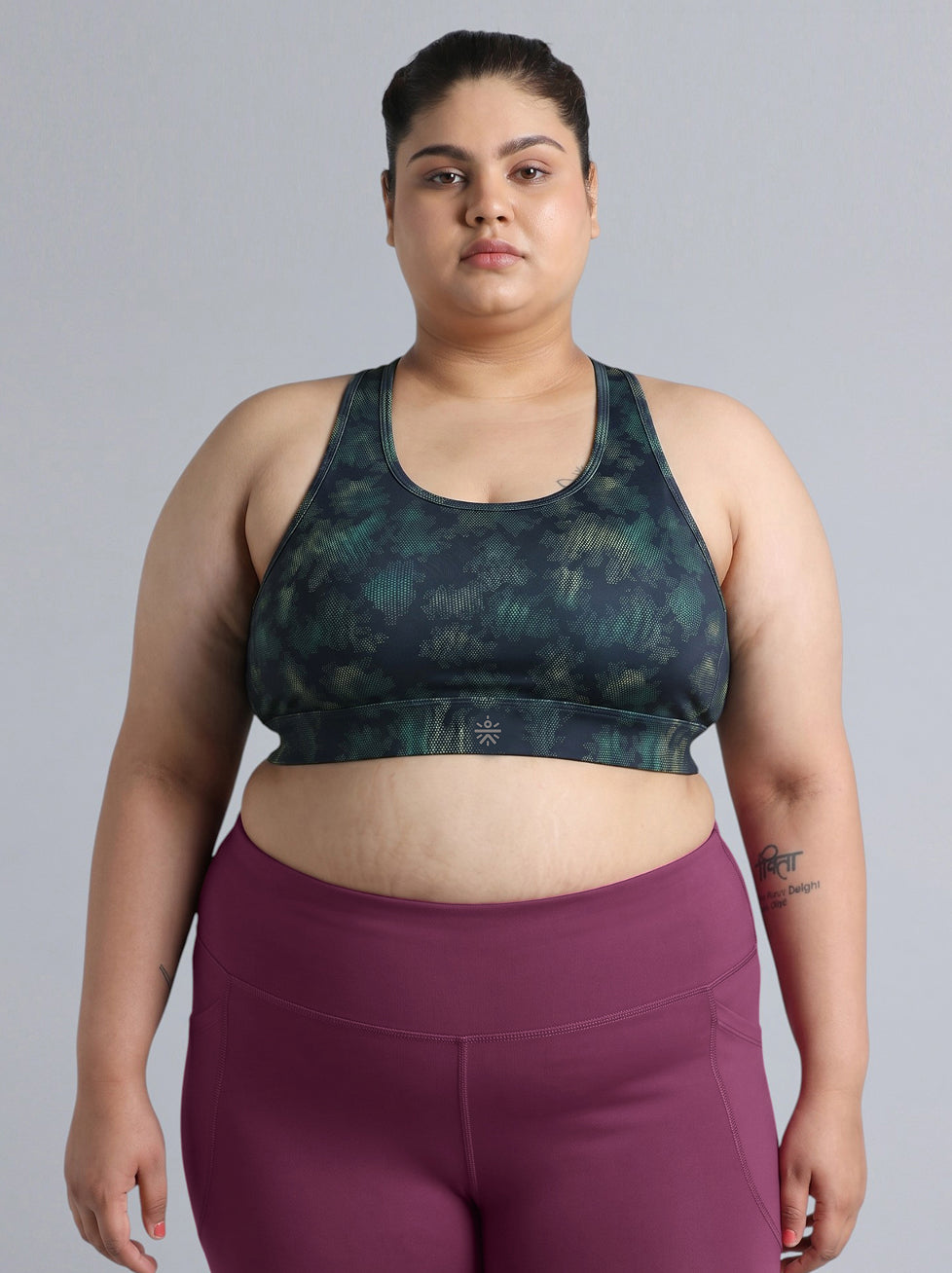 Women's Blue Urban Camo Running High Support Plus Size Bra