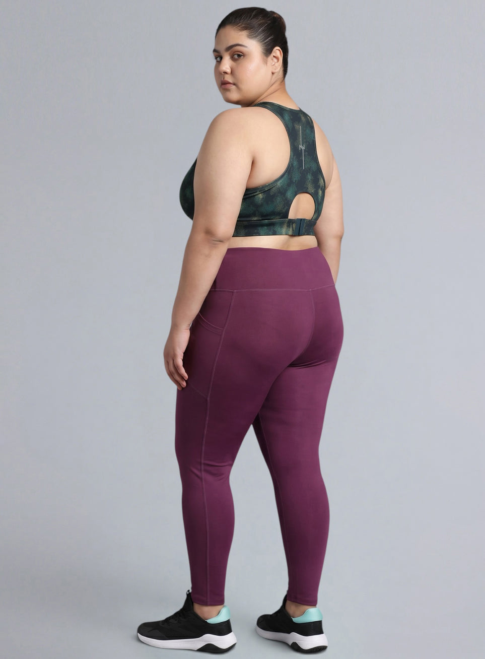 Women's Blue Urban Camo Running High Support Plus Size Bra