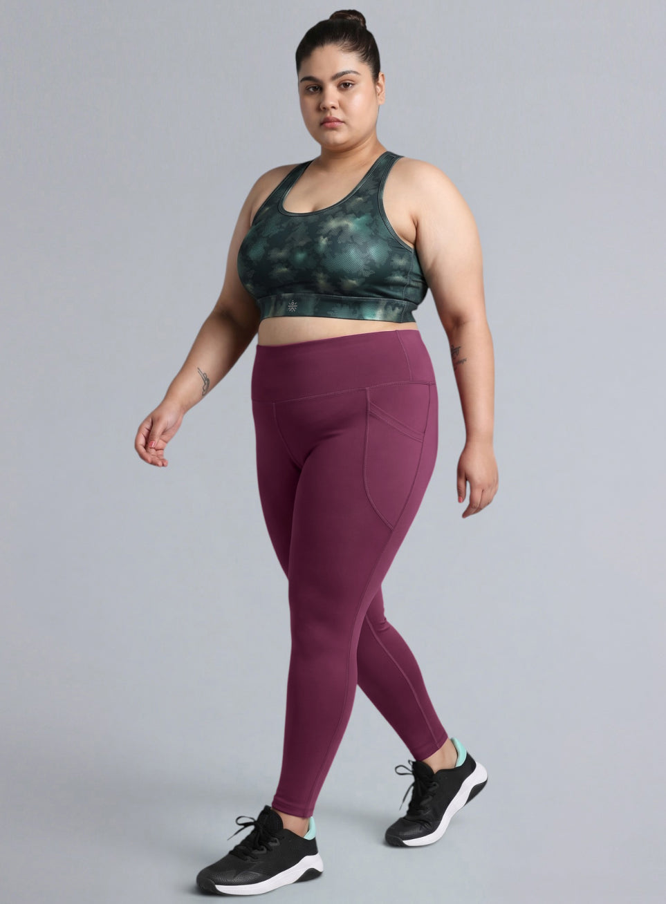 Women's Blue Urban Camo Running High Support Plus Size Bra